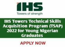 2022 IHS Towers Technical Skills Acquisition Program (TSAP) for Nigerian graduates