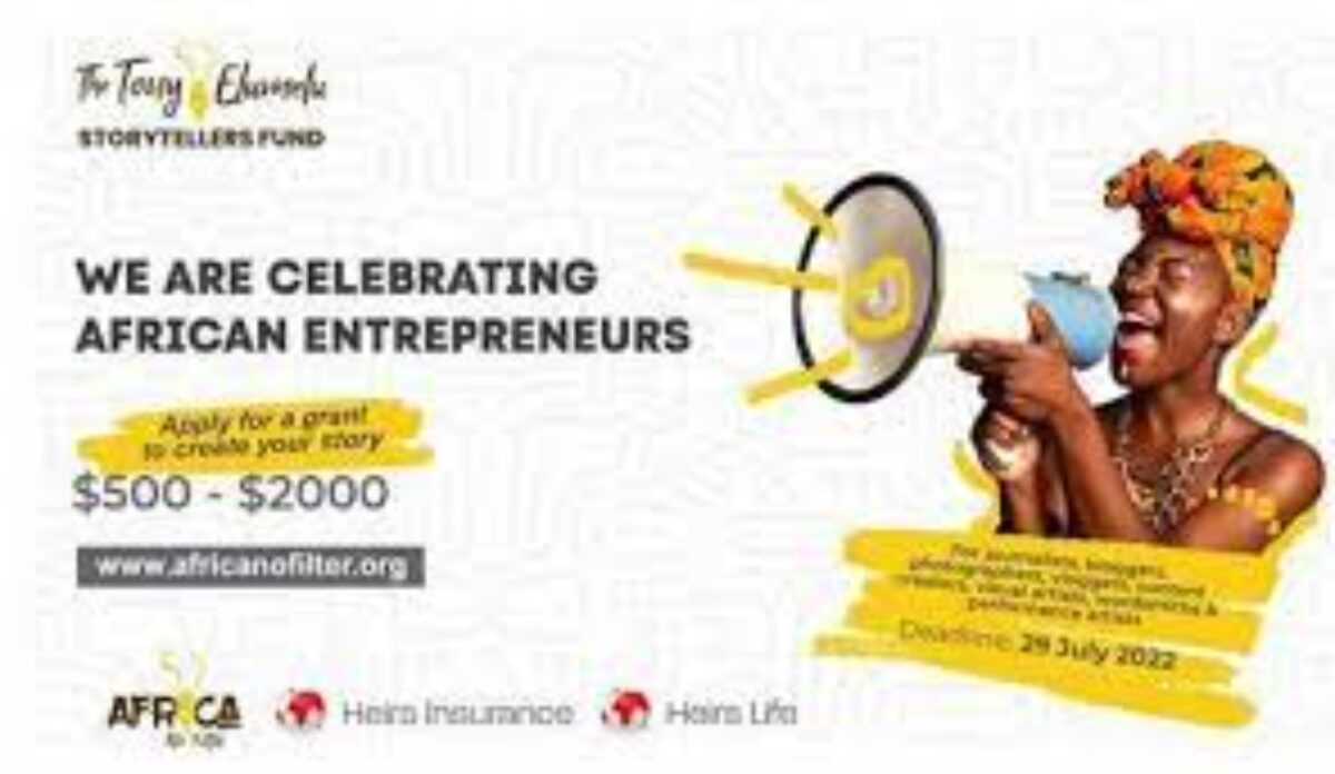 The Tony Elumelu Storytellers Fund 2022 for emerging African storytellers