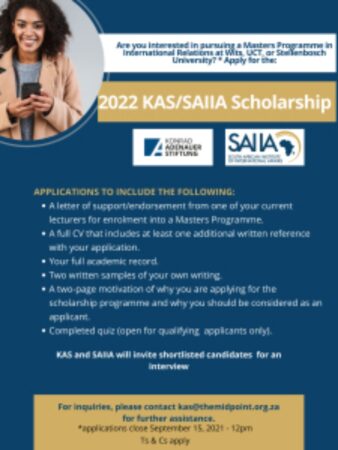 KAS-SAIIA Scholarship 2022 for African Students