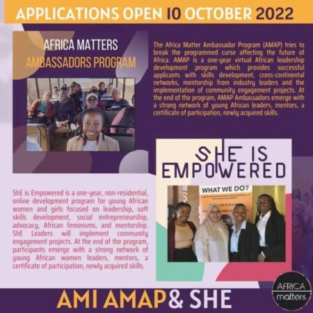 The Africa Matter Ambassador Program (AMAP) 2023 for Africans