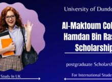 Al-Maktoum Living Support Scholarship 2023 at University of Dundee