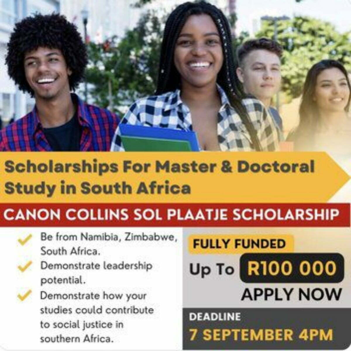 Canon Collins Sol Plaatje Scholarships 2024 South African University