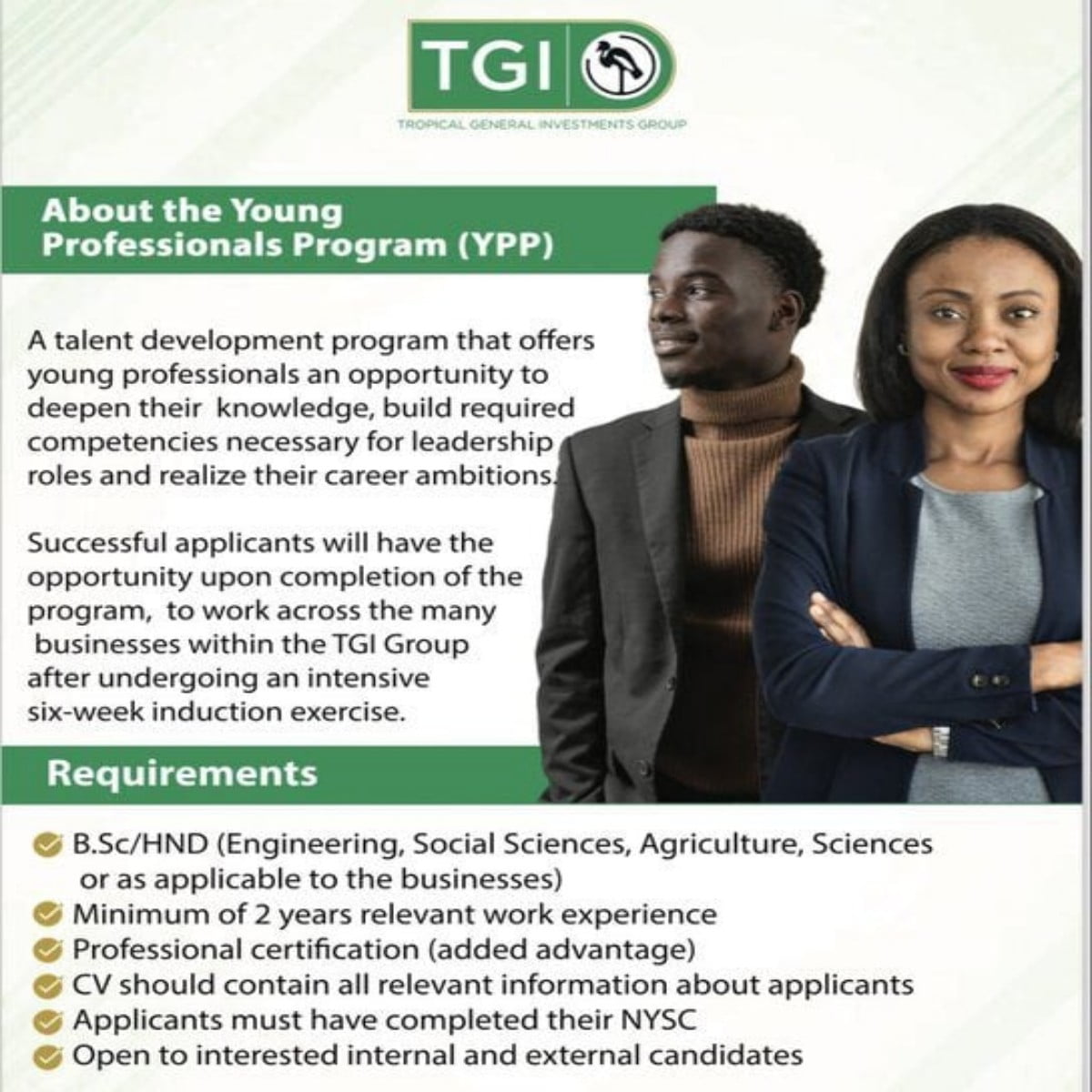 TGI Young Professionals Program 2023/24 for Young Graduates
