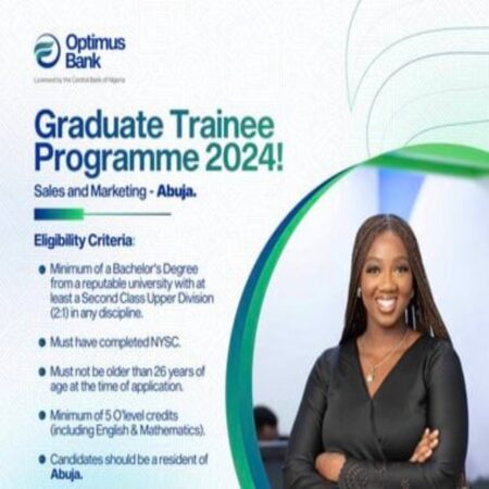 2024 Optimus Bank Graduate Trainee Sales and Marketing Programme